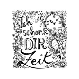 Newstamps Stamp Ich schenk Dir Zeit Motif Stamp Large Wooden & Rubber for Card Making, Wooden Stamps, Sayings, Sayings, Text Stamp, Lettering, Scrapbook, Textile Stamp, Decoration