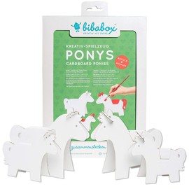Bibabox 4 Solid White Cardboard Ponies Paper Animals Paint Kids Party