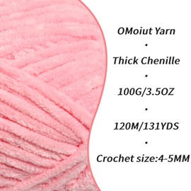 3 Pack Pink Fluffy Velvet Yarn for Crocheting, Chunky Chenille Baby Blanket Yarn for Crocheting, Soft Fuzzy Puzzle Yarn for Knitting, (100g/3.53oz Each) Bulky Thick Amigurumi Crochet Yarn
