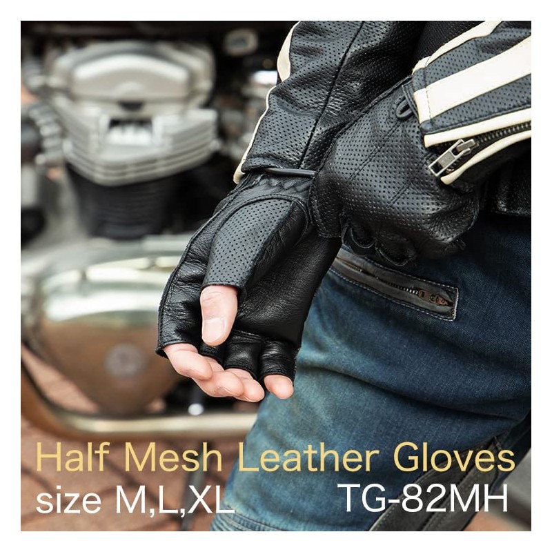 DEGNER Half Mesh Leather Gloves/HALF MESH LEATHER GLOVE TG-82MH (Tan,
