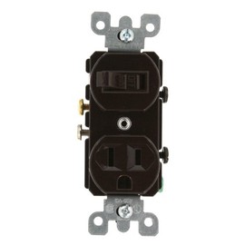 Leviton 5225 15 Amp, 120 Volt, Duplex Style Combination Single Pole Switch/Receptacle Grounding, Brown