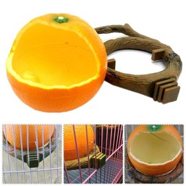 Pxlucky Birds Feeder Bowl,Bird Food Feeding Bowl Feed Cup for Small Parrots Cockatiels Conure Hamster Small Animal Drinking Water Container for Birds Cage Accessories,Orange
