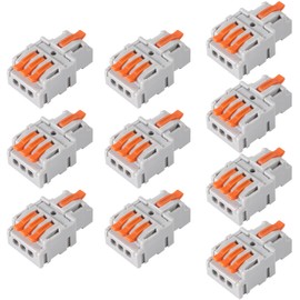 AITRIP 10PCS Lever Wire Connectors，Lever Wire Connectors, Quick Wiring Cable Connector Push-in Conductor Terminal Block(1 in 3 Out)