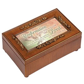 Cottage Garden Confirmation Follow The Lord Woodgrain Embossed Jewelry Music Box Plays Amazing Grace