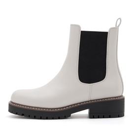 vodvob Women's Chelsea Boots Fashion Slip On Ankle Booties Casual Elastic Chunky Block Booties