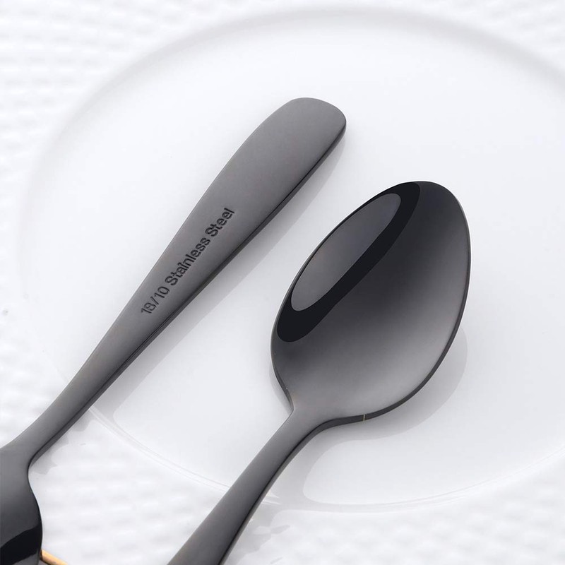 BISDARUN Teaspoons Espresso Spoons Black 18/10 Stainless Steel Set of