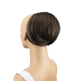 CAISHA Bun Hair Piece Braid Ponytail Bun Hepburn Bun Scrunchie Updos Brunette HD4