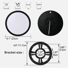 LVL LED Ceiling Light Black Shell 18W 1650lm Natural White 4000K Round D23cm Modern Surface Mount Ceiling Lamp for Living Room Hallway Kitchen Bedroom Bathroom Light