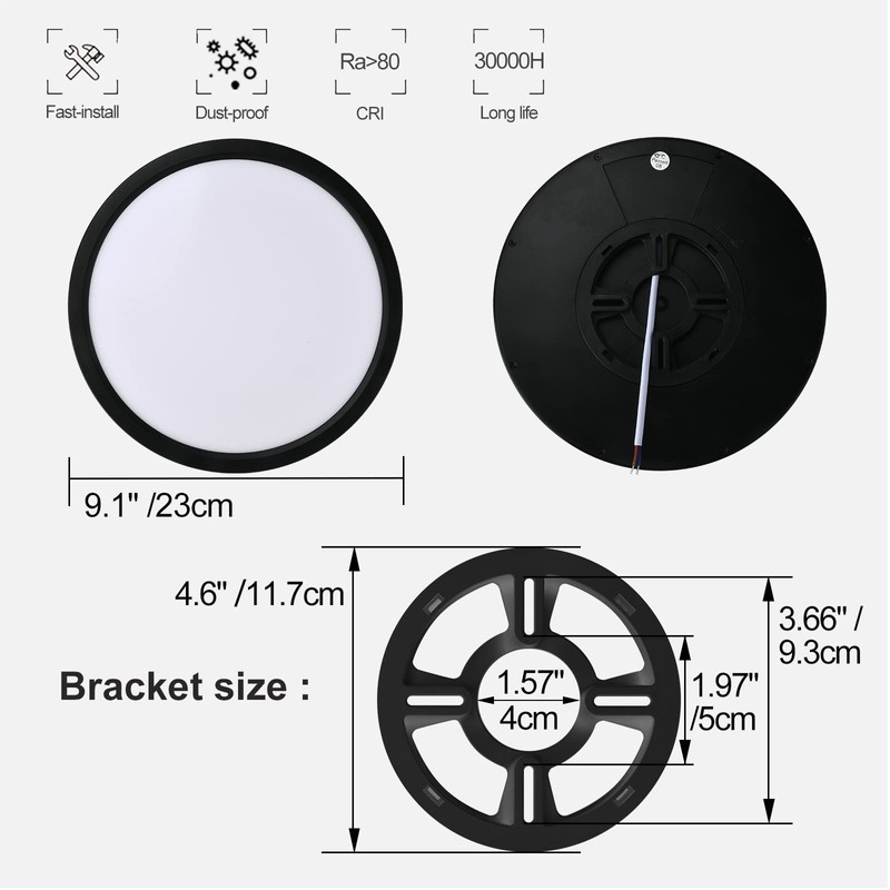 LVL LED Ceiling Light Black Shell 18W 1650lm Natural White