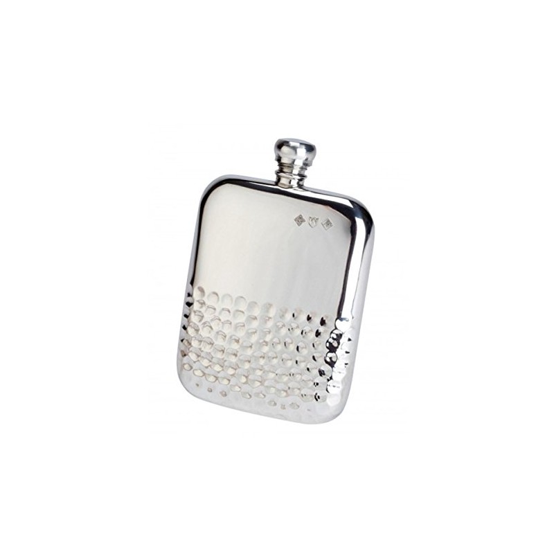 Bisley Hip Flask 6oz Half Hammered Pewter
