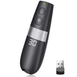 AMERTEER Presenter Slide Remote No Laser Digital Pointer with Timer Spotlight Magnifier Analog Pointer Adjustable Remote Control Presentation for PowerPoint, Keynote, Google and More H101