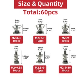 AIMUNOK 60pcs GPU Graphics Card Back Plate Heatsink Screws Spring Screws Phillips CPU Mainboard Radiator Fixing Bolts M2 M2.5 DIY