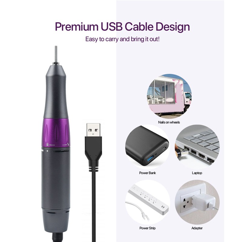30000rpm Electric Manicure Drill Handle Adjustable Portable Nail Drill Pen