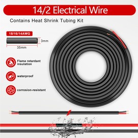 GOSDENG 14 Gauge 2 Conductor Electrical Wire, 14 AWG 2.08mm Wire PVC Cord, 12V/24V DC Low Voltage/Copper-clad Aluminum(CCA) Flexible/2 Wire for Automotive LED Strips Lamp Lighting Marine 30FT