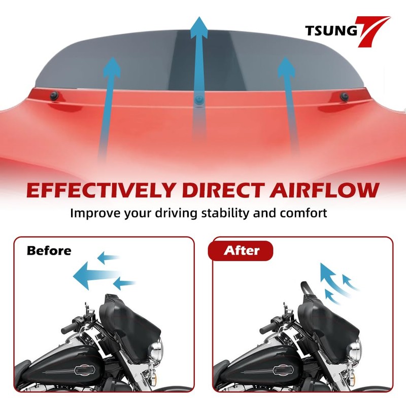 TSUNG 4.5" Smoke Round Windshield Batwing Windscreen Fit for 1996-2013