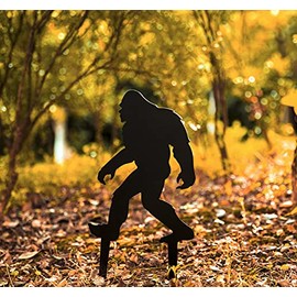 CINPIUK Bigfoot Garden Stake, Metal Sasquatch Yard Sign Christmas Outdoor Decoration Black Bigfoot Sculpture for Lawn Patio Decor
