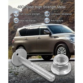 AUGREX 2 Pack of Suspension Arm Alignment Eccentric Cam Bolt, Adjustment Cam Bolt Camber Screw Fit for Nissan Armada 5.6L 2004-2015 and Pathfinder 4.0L 2005-2012, Replace 545802S400 545802S40A