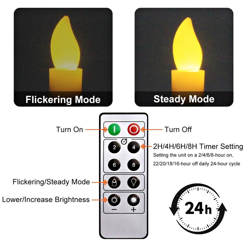 12 Set Halloween Christmas Window Candles Lights with Timer Battery
