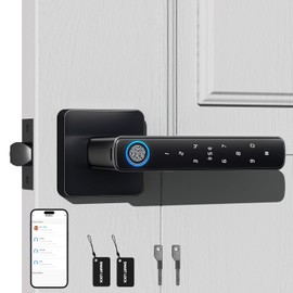 Fingerprint Smart Door Lock, 5-in-1 Fingerprint Door Knob with APP Control & Electronic Keypad, Auto Lock, Keyless Entry Biometric Door Lock with Handle for Bedroom, Front Door, Home, Hotel