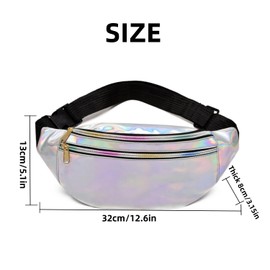 Sac Banana Ceinture Brilliant, Sac Banana Fille Sac Banana Holographique Sac Banana Tendance Avec Ceinture Adjustable Pour la Fête, la Course à Pied, la Randonnée, Argent