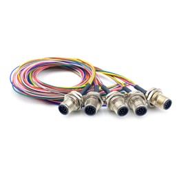5Pcs 1.64ft M12 8 Pin A Code Male Connector Cable, IP67 Waterproof Front Mount Cable UnShielded Straight Aviation Socket Electrical Wire Sensor Receptacle 60V 2A (0.5Meter)