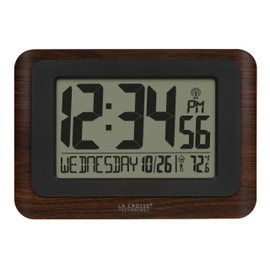La Crosse Technology 513-17907-INT Digital Atomic Clock with Temperature - Walnut/Black