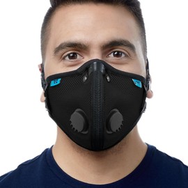 RZMask M2.5 Large Dust Face Mask Breathable Mesh Black with Replaceable Filters