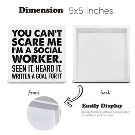 Social Worker Office Decor, Social Worker Wood Sign Social Worker Gifts You Can't Scare Me I'm a Social Worker Wood Block Plaque Box Sign for Home Office Desk Shelf Table Decorations 5 X 5 Inch