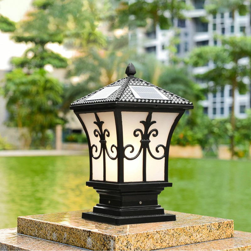 Solar Powered Fence Post Light Outdoor Waterproof LED Pillar Lamp