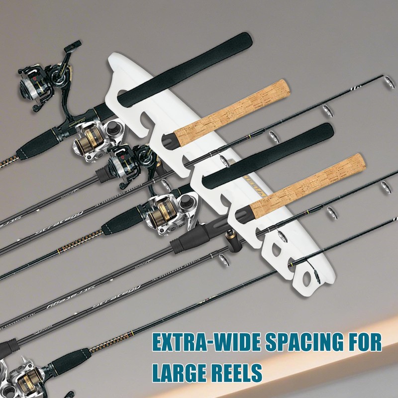 FEIMIRE Wall Mount HDPE Fishing Rod Holder for 11 Rods