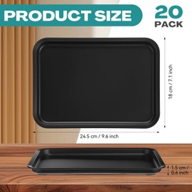 Sintuff 20 Pcs Plastic Art Trays Colorful Fast Food Lunch Trays Bulk Activity Crafts Sensory Serving Organizer for Home, School, Kids, DIY Projects, Painting, Beads(Black,10 x 7 Inch)