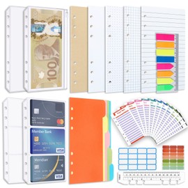 AMTAM A6 Refill Paper set, A6 Flipchart Paper With 6 Holes And Housekeeping Cards, Zip Pockets, Dividers, Rulers, Sticky Notes, Etc. for 6-Ring Binder Journal Notebook