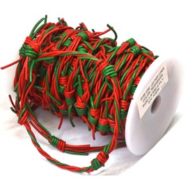 Fake Barbed Wire Red/Green 3ply Real Leather Cord 10 Meter Length Spool by Greek Crafts