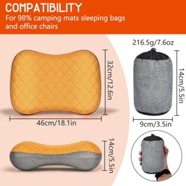 Inflatable Pillow, TPU Camping Pillow, Removable Cotton Pillowcase, Comfortable and Breathable Travel Pillow, Inflatable, Suitable for Camping, Travel and Nap Taking, Orange Colour