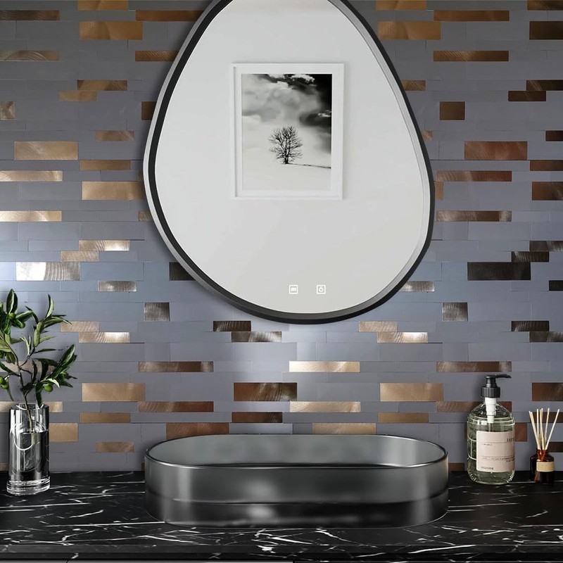 weimeisc 10-Sheet Peel and Stick Backsplash Tile, PVC Mixed Metal