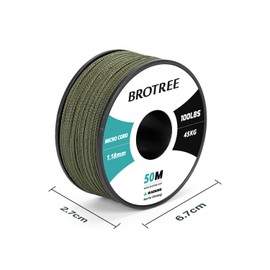 BROTREE Micro Cord 1.18 mm 50 m Spool Paracord Cord Polyester Rope for Bracelet, Crafts and DIY - 45 kg Breaking Load (Army Green)