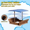 Kids Wooden Sandbox with Adjustable Canopy,Sandbox with Sunshade Cover &