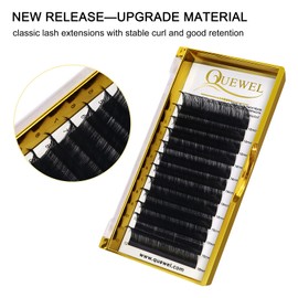 Classic Eyelash Extensions 0.18 D 18mm Lashes Extensions Supplies C/D Curl Single Length 9-20mm Mixed Length 9-16mm/15-20mm by QUEWEL (0.18 D 18)