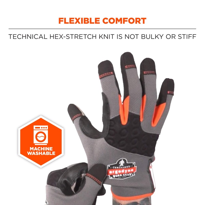 Ergodyne ProFlex 710 Heavy-Duty Work Gloves, Small, Gray