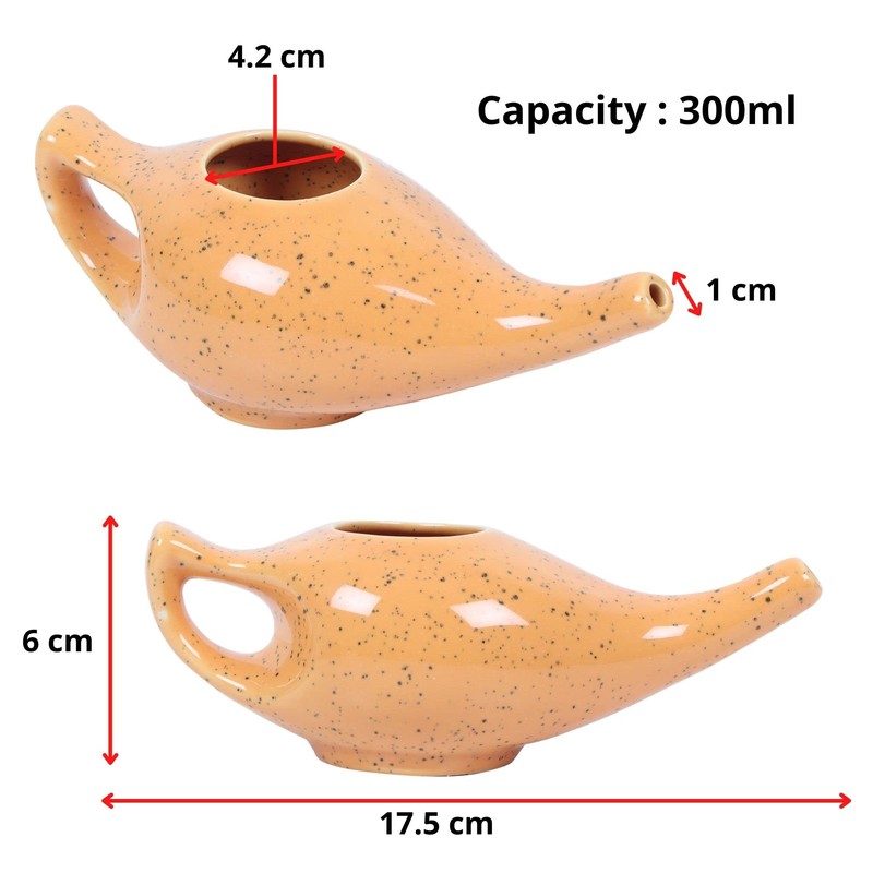 Handcrafted Ceramic Neti Pot (Tiger Mat)