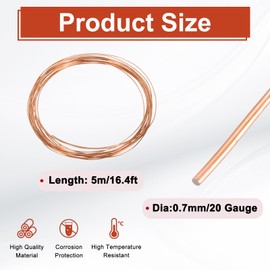 sourcing map 20 Gauge Copper Wires for Jewelry Making, 1 Roll 5m Craft Tarnish Resistant Beading Wires for Jewelry Making Supplies DIY (Rose Gold)