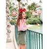 WOVOWOVO Mouse Ears Headbands for Women Red Bow Pearl Mouse
