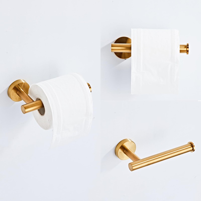 Brushed Gold Bathroom Hardware Set 10 Piece with Towel Racks