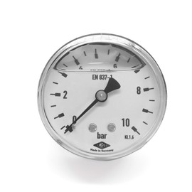 EMPEO by Messbo Pressure Gauge, NG 63-1-0-0.6 Bar, 63 mm Diameter, G1/4 Inch Connection at the Rear, Tube Spring Pressure Gauge, Stainless Steel Housing, Filled with Glycerine