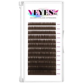 VEYES Brown Lash Extensions Colored Eyelash Extensions 0.03-0.07 C/CC/D Curl 8-16mm Mixed Length Volume Eyelashes Tray, Matte Brown, Professional Supplies for Lash Techs (0.03 D 8-16mm Brown).