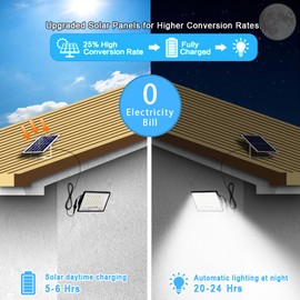 Solar Street Lights Outdoor 350W 26000LM Solar Led Flood Lights Dusk to Dawn IP67 Waterproof Solar Parking Lot Lights Security Commercial Lighting with 16.4ft Cables for Yard, Garden, Pathway