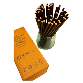 Paper Drinking Straws, 250 Count, Length 200mm, Bore 6mm, Food Safe, Recyclable, Compostable. Ideal for use in Pubs, Restaurants, Bars, Coffee Shops, Takeaways.