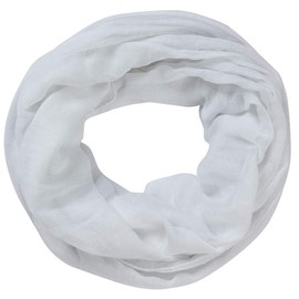 Miobo Loop Scarf Crinkle Scarf Plain Colour 70 x 180 cm Spring Summer Autumn Round White, White round