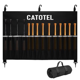 CATOTEL Hanging Bat Bag, Heavy Duty 600D Oxford Baseball/Softball Dugout Organizer 15-Bat with Reinforced Hooks for Sport Training Competition