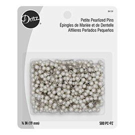 Dritz Petite Perlado Tamaño 12 3/4 pulgadas Blanco Perla Cabezales Pines-recto